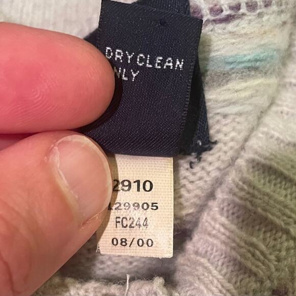 VTG Y2K GAP Baby Blue Lambswool Fair Isle Button Down 3/4 Sleeve Cardigan, S - Picture 10 of 10